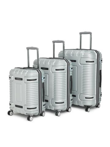 uppercase Ridge Cabin n Check in TSA Lock Hard Trolley Bags Set of 3 Silver