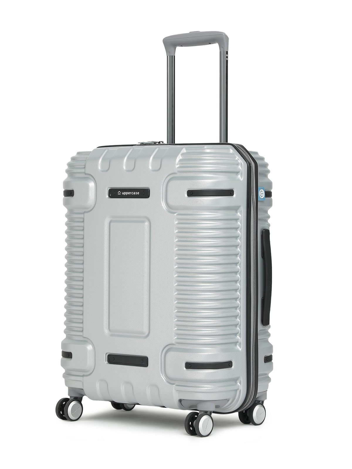 uppercase Ridge Medium Check in 66cm TSA Lock 8 Wheels Hard Trolley Bag Silver