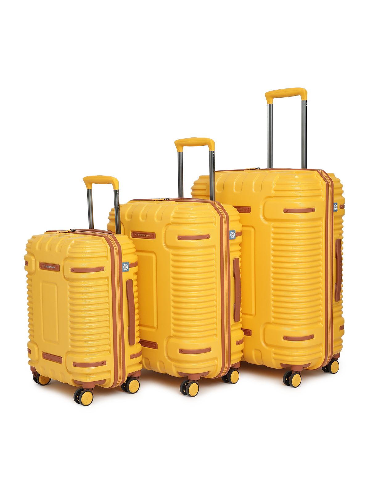 uppercase Ridge Cabin n Check in TSA Lock Hard Trolley Bags Set of 3 Yellow