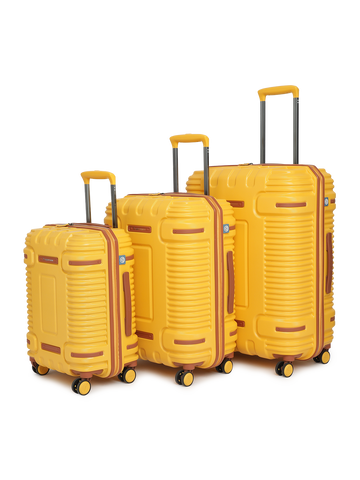 uppercase Ridge Cabin n Check in TSA Lock Hard Trolley Bags Set of 3 Yellow