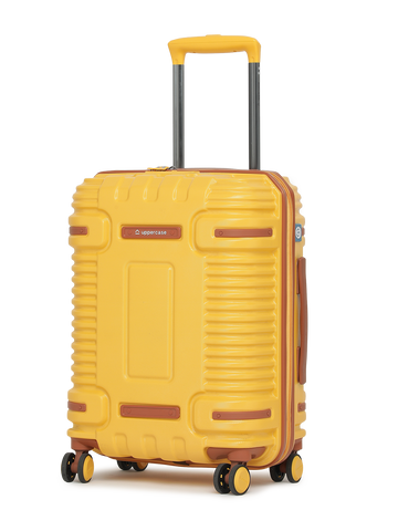 uppercase Ridge Small Cabin 55cm TSA Lock 8 Wheels Hard Trolley Bag Yellow