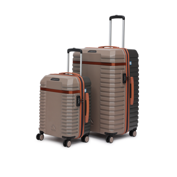 uppercase Blaze (S+L) Set of 2 8-Wheel Trolley Luggage, Durable Suitcase with Combination Lock, Inbuilt Laundry Compartment Suitcase for Unisex, 2000 Days Warranty (Taupe)