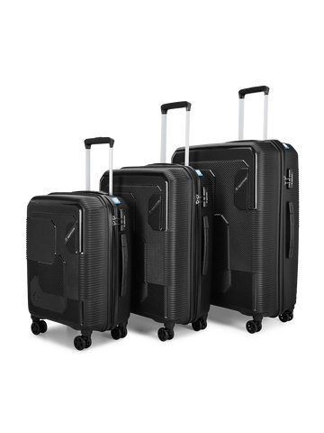 Graphite Hard Luggage Trolley Bag Set of 3 (S+M+L) Noir Signature
