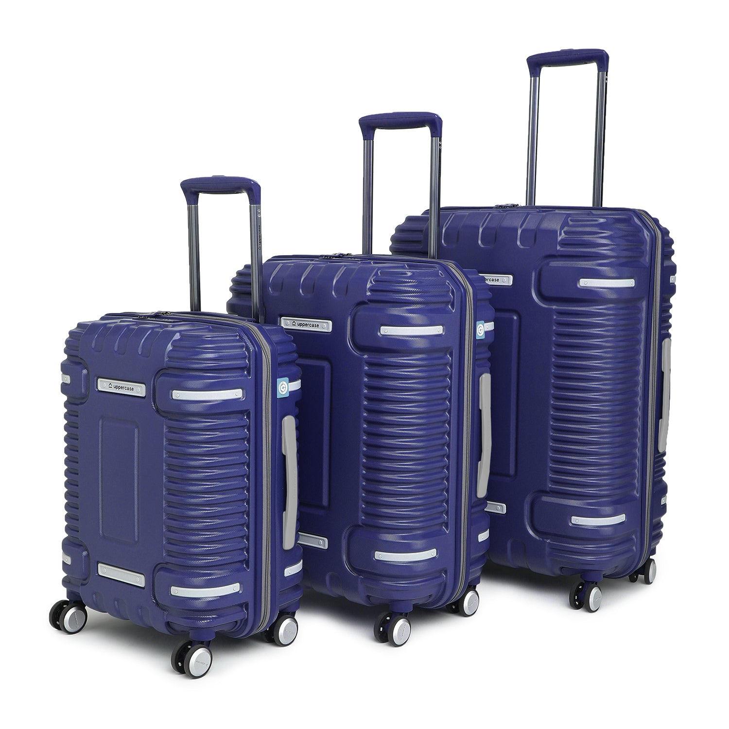 uppercase Ridge Cabin n Check in TSA Lock Hard Trolley Bags Set of 3 Marine Blue