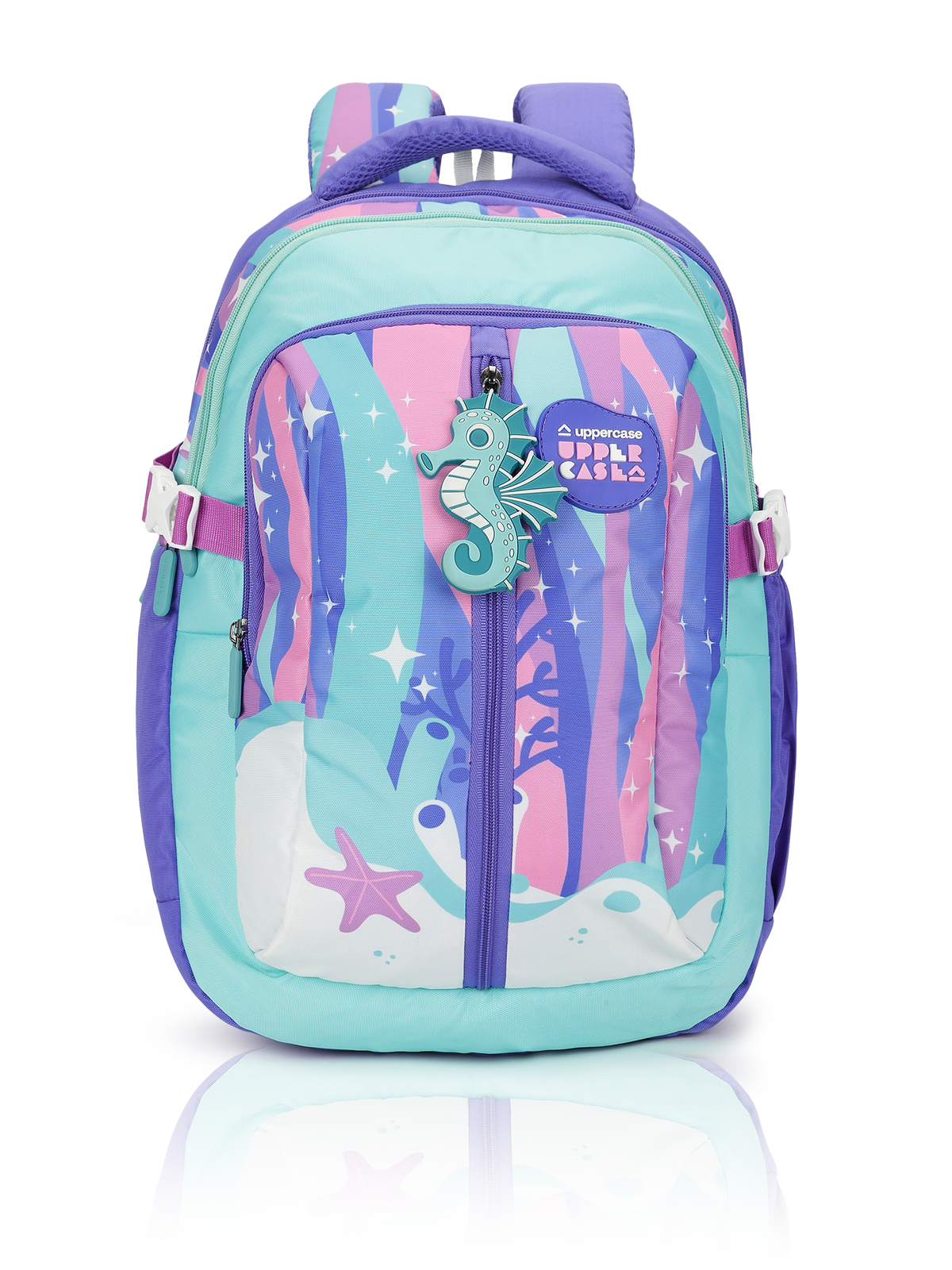 uppercase Sprout 2502 Sustainable School Backpack | 2025 Collection | Well-Padded, Double Compartment, Organizers, Side Bottle Pocket| For Boys & Girls | 500 Days Warranty | Blue