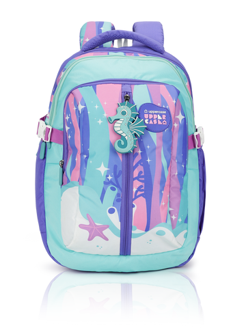 uppercase Sprout 2502 Sustainable School Backpack | 2025 Collection | Well-Padded, Double Compartment, Organizers, Side Bottle Pocket| For Boys & Girls | 500 Days Warranty | Blue