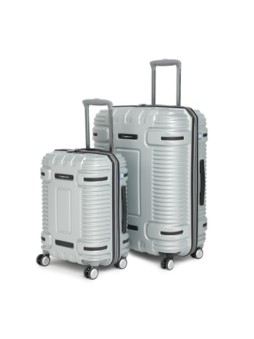 uppercase Ridge Trolley Bag Set of 2 (S+L) |Hardsided Polycarbonate Cabin & Check-in Luggage |8 Wheel Suitcase |TSA Lock & Anti Theft Zippers |Suitcase for Men and Women| 2000 Days Warranty (Silver)