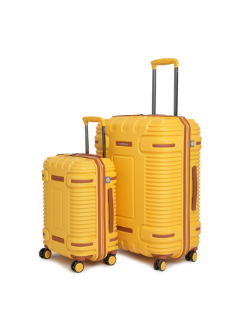 uppercase Ridge Trolley Bag Set of 2 (S+L) |Hardsided Polycarbonate Cabin & Check-in Luggage |8 Wheel Suitcase |TSA Lock & Anti Theft Zippers |Suitcase for Men and Women| 2000 Days Warranty (Yellow)