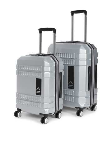 uppercase Bullet Cabin n Check in TSA Lock Hard Trolley Bag Set of 2 S+M Silver