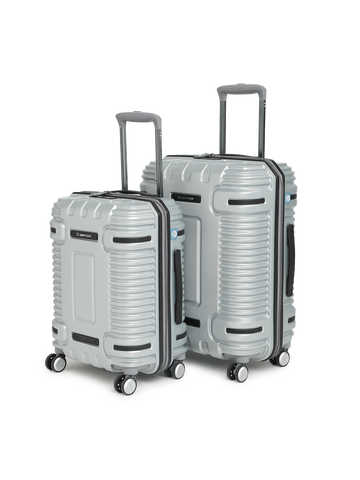 uppercase Ridge Trolley Bag Set of 2 (S+M) |Hardsided Polycarbonate Cabin & Check-in Luggage |8 Wheel Suitcase |TSA Lock & Anti Theft Zippers |Suitcase for Men and Women| 2000 Days Warranty (Silver)