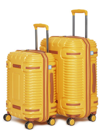 uppercase Ridge Trolley Bag Set of 2 (S+M) |Hardsided Polycarbonate Cabin & Check-in Luggage |8 Wheel Suitcase |TSA Lock & Anti Theft Zippers |Suitcase for Men and Women| 2000 Days Warranty (Yellow)