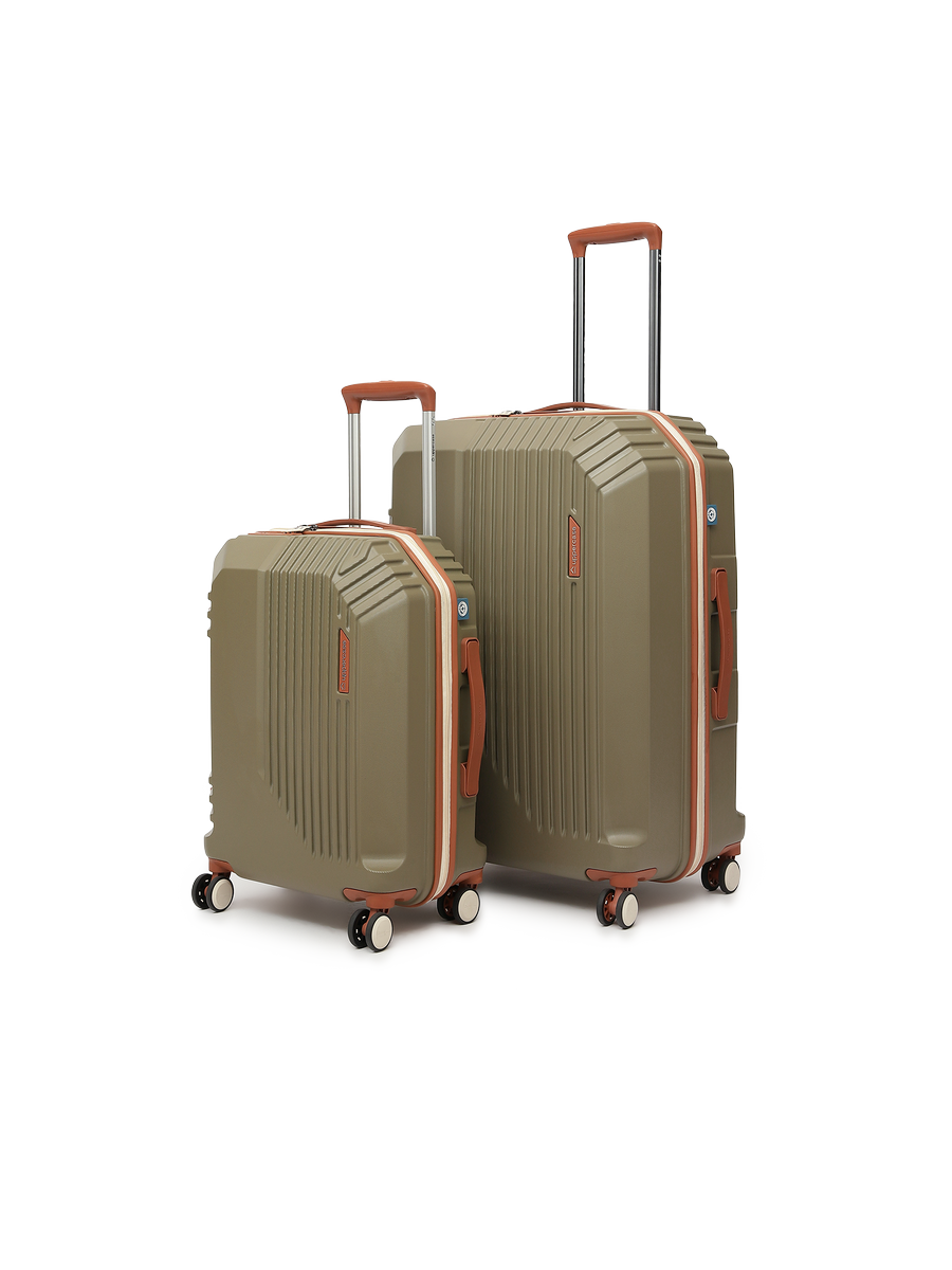 uppercase Vector Set of 2 (M+L), Check-in Sustainable Trolley Bag, Hardsided Anti-Scratch 8 Wheel Luggage, TSA Lock & Anti-Theft Zippers, Suitcase for Unisex, 2000 Days Warranty (Brown)