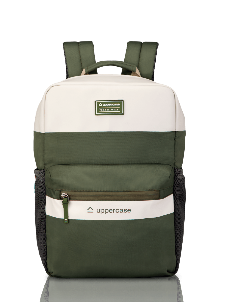 uppercase Vegan Leather 14" Laptop Backpack WaterRepellent College Bag 17L Green