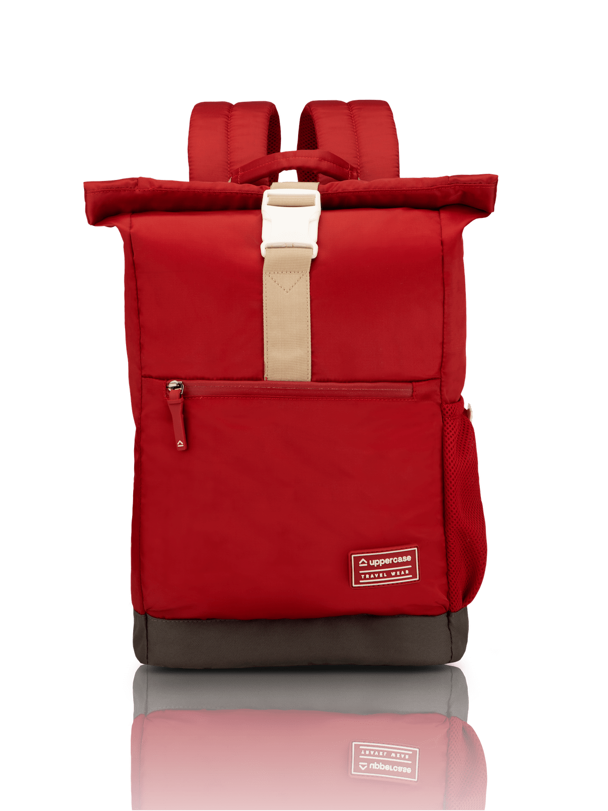 uppercase Roll Top 14.6" Laptop Backpack Water Repellent College Bag 14L Red