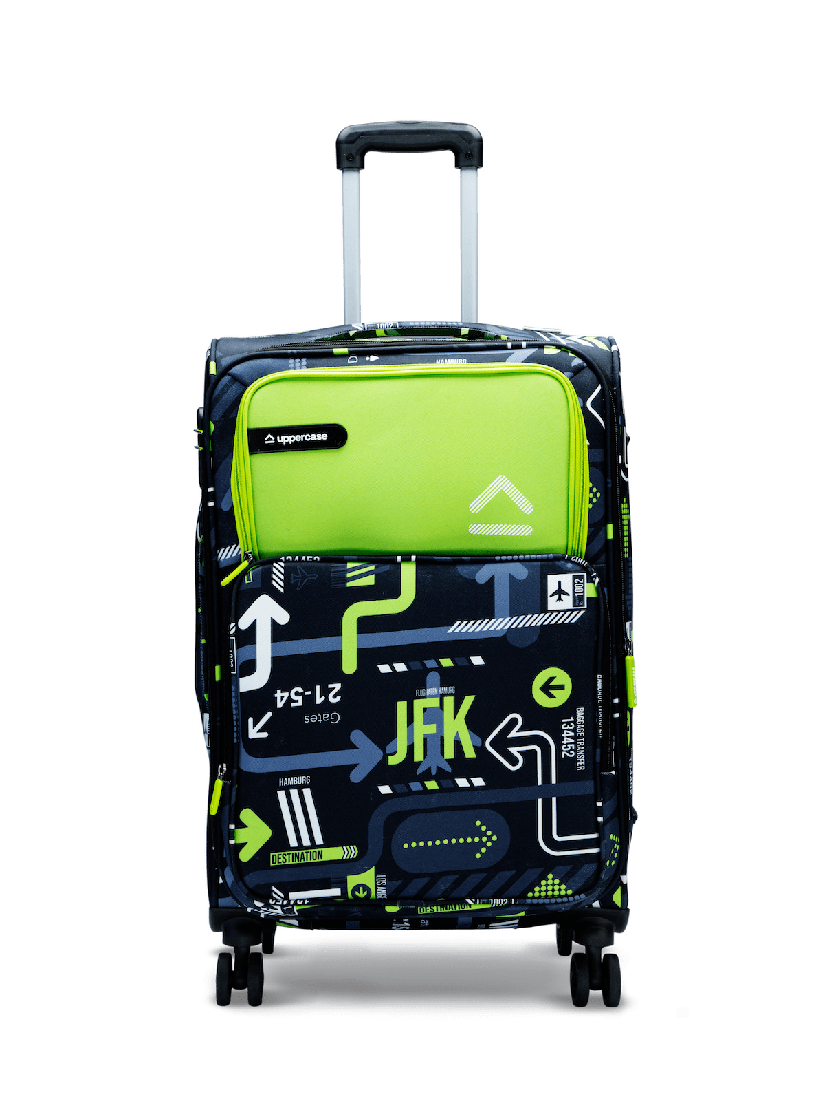 uppercase JFK Large Check in 77cms Combination Lock Soft Trolley Bag Green