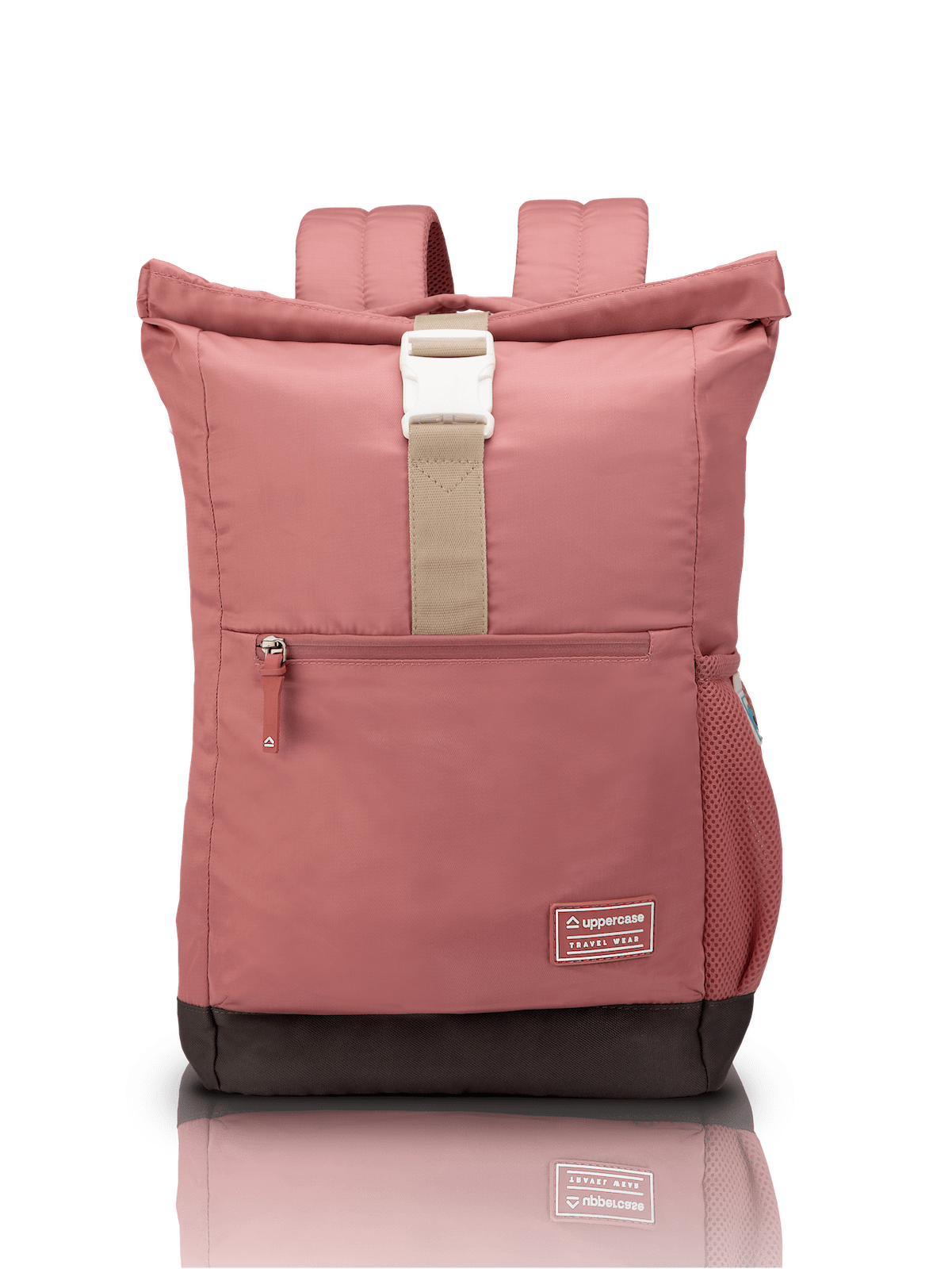 uppercase Roll Top 14.6" Laptop Backpack Water Repellent College Bag 14L Pink