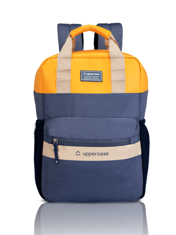 uppercase Vegan Leather 14" Laptop Backpack Water Repellent College Bag 17L Blue