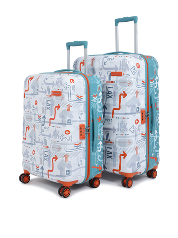 uppercase JFK Duo Cabin n Check in Number Lock Hard Trolley Bag Set of 2 S+M White Blue