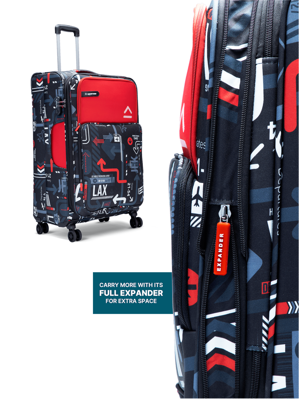 Eco-friendly JFK Red Large Soft Trolley Bag