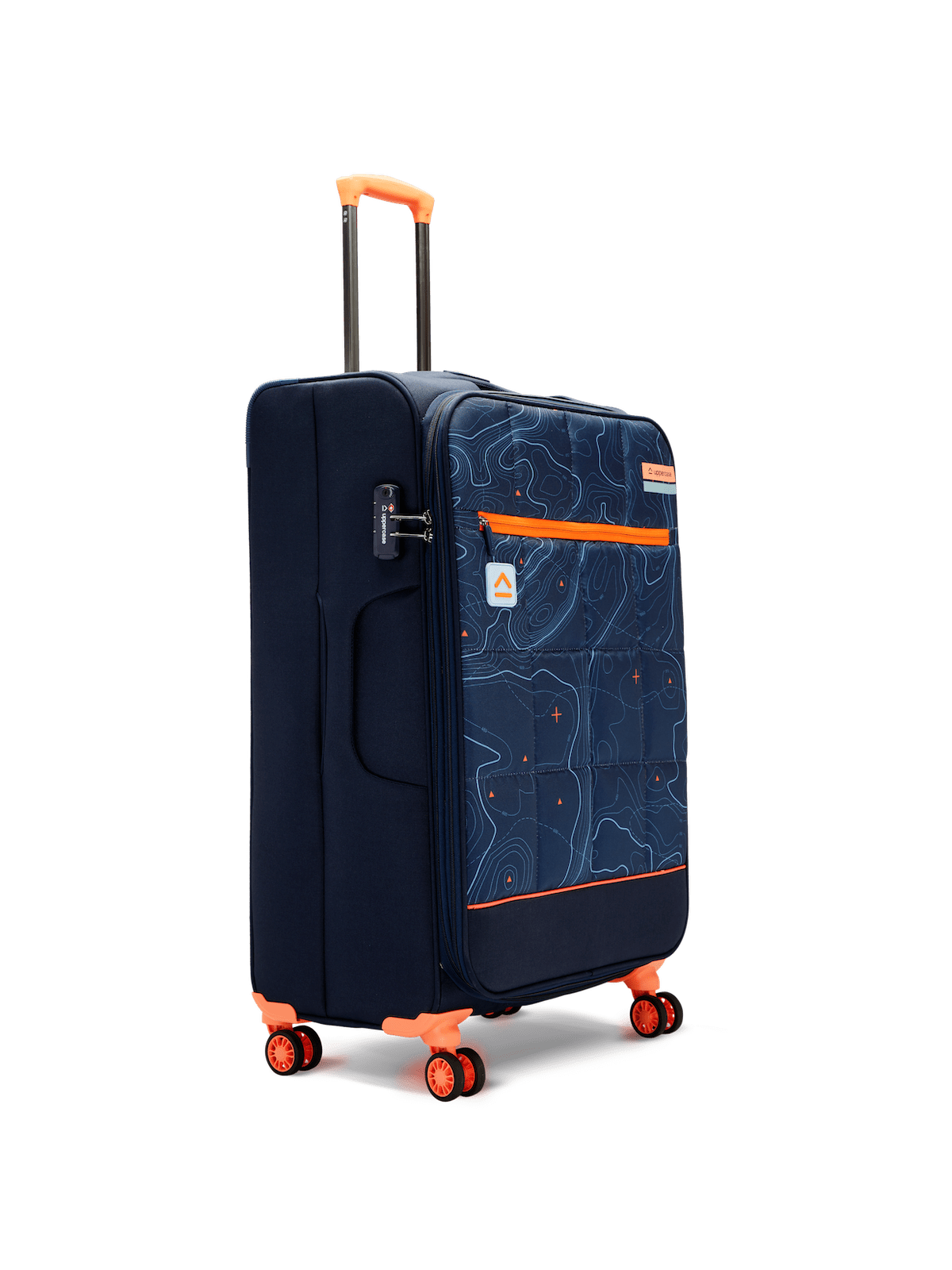 uppercase Topo Large Check in 77cms TSA Lock 8 Wheels Soft Trolley Bag Blue
