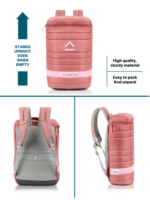 Pink Utility Type Backpack Eco-friendly Quilted Pink Backpack for Women